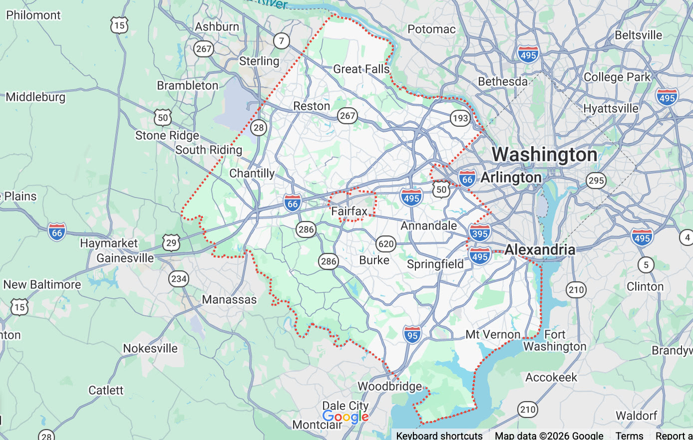 Fairfax County Service Area Map