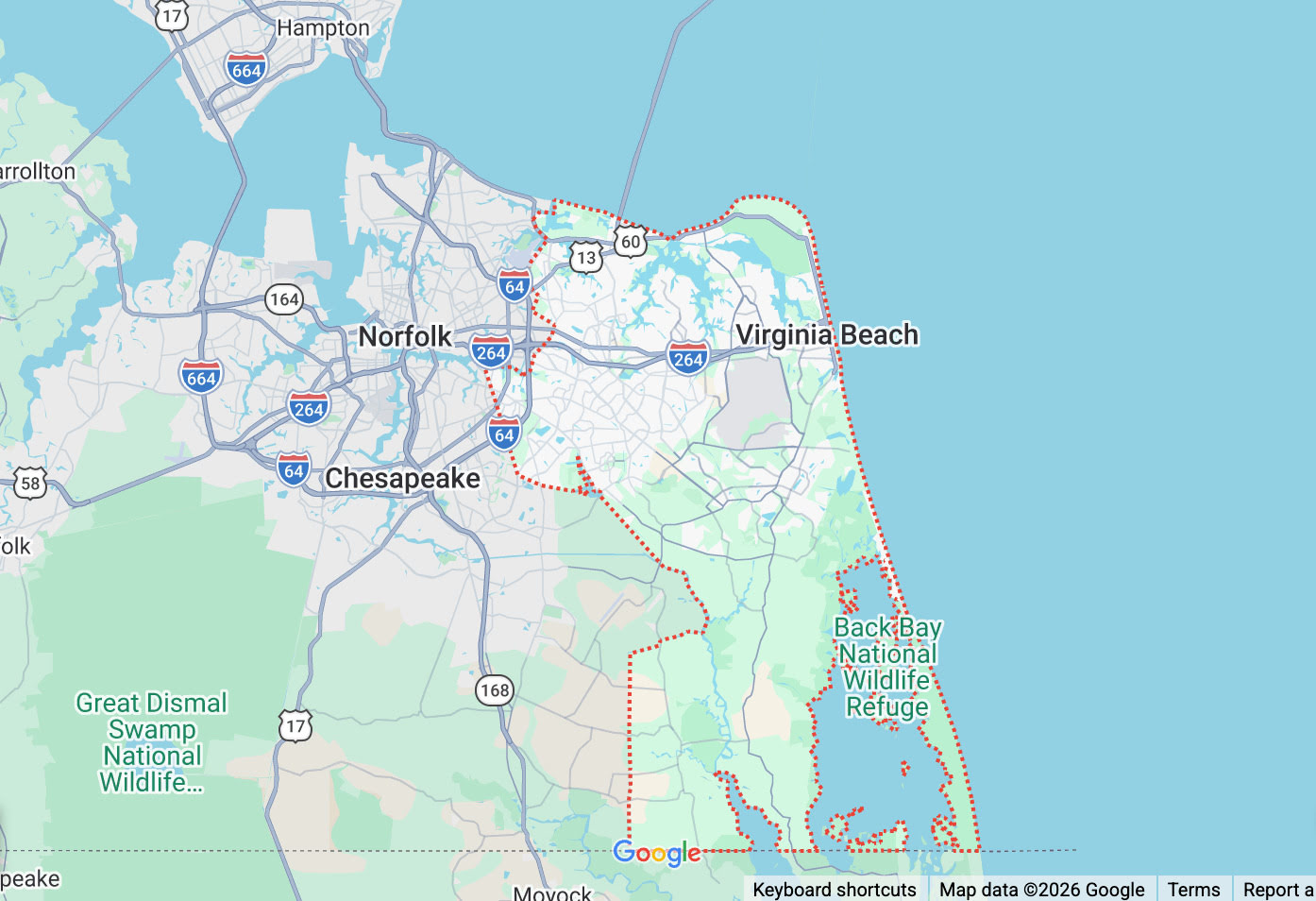 Virginia Beach Service Area Map